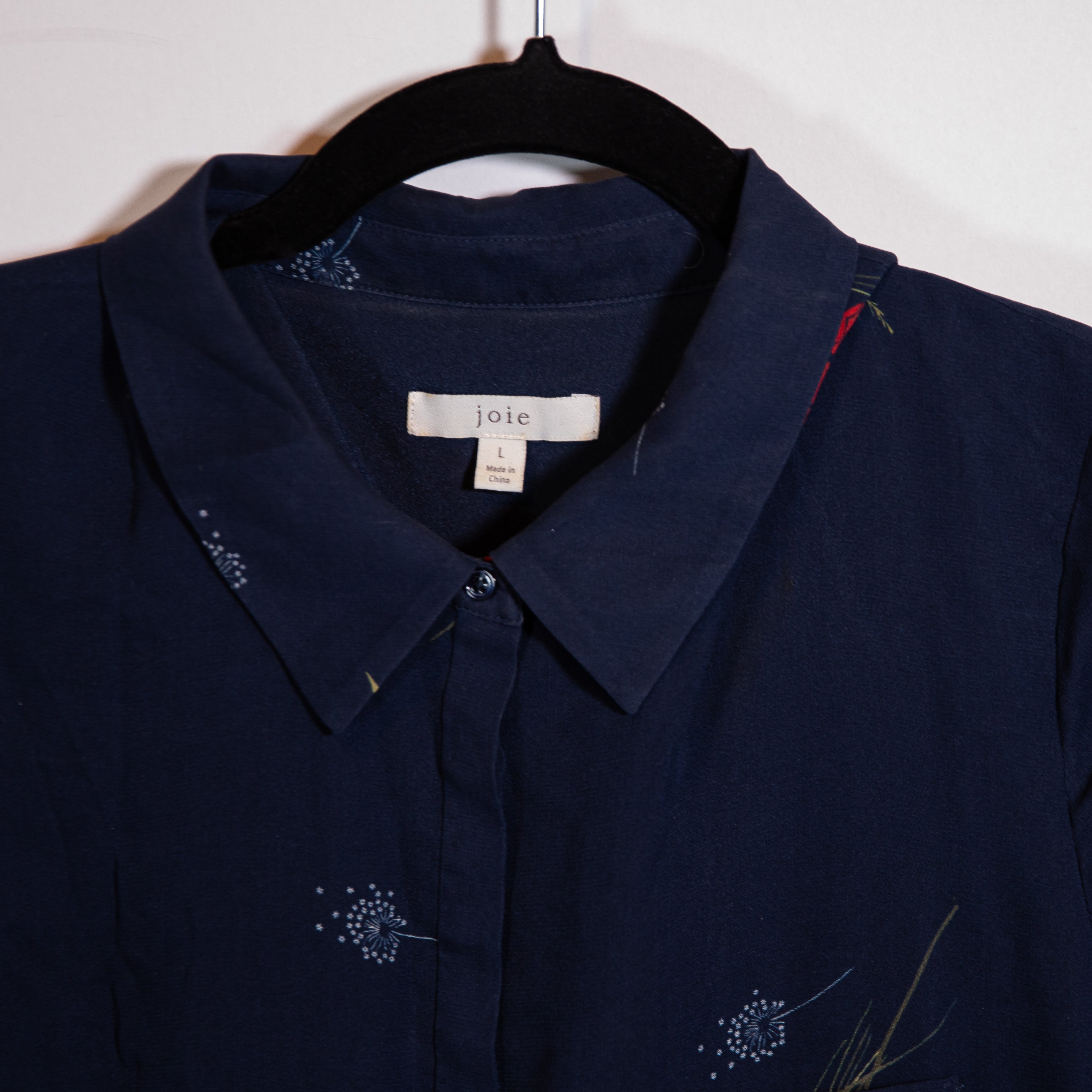 Joie Silk Chiffon Midnight Floral Flower Print Pattern Pullover Mini Dress Large