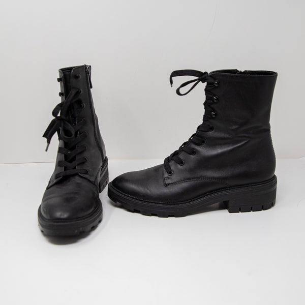 Dolce Vita Clear Lottie Leather Lace Up Ankle Lug Sole Combat Booties Shoes 8.5