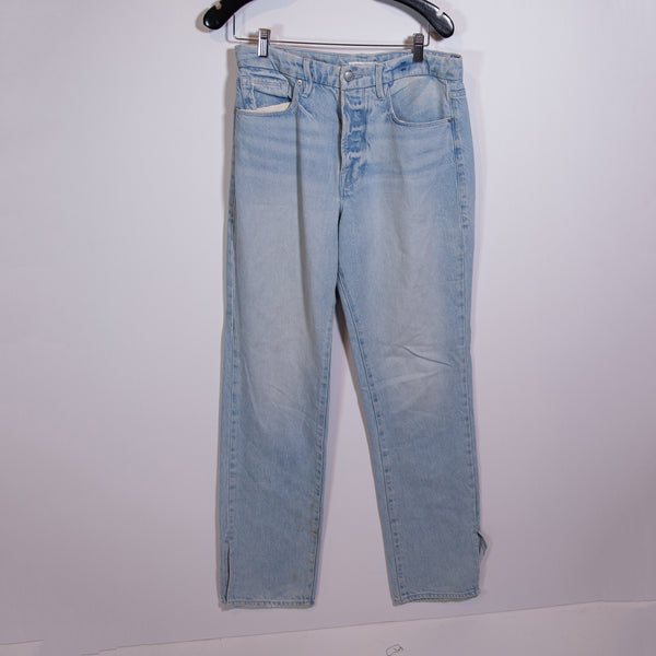 Good American Good Boy Super High Rise Boyfriend Straight Leg Denim Jeans Blue
