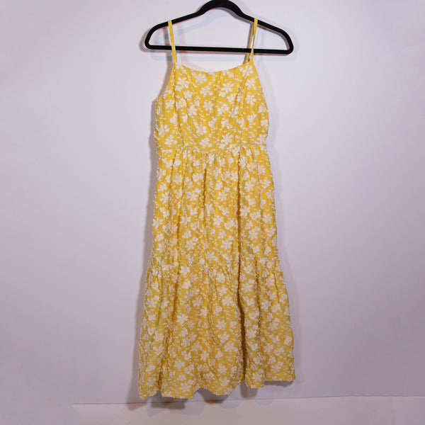 Maeve Anthropologie Rhonda Textured Floral Flower Tiered Pullover Midi Dress 12