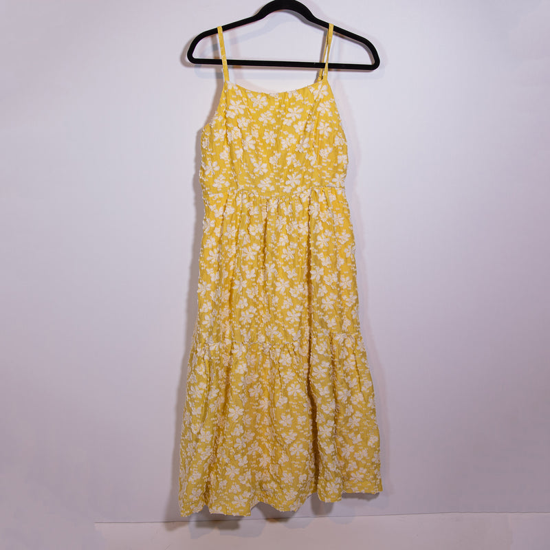 Maeve Anthropologie Rhonda Textured Floral Flower Tiered Pullover Midi Dress 12