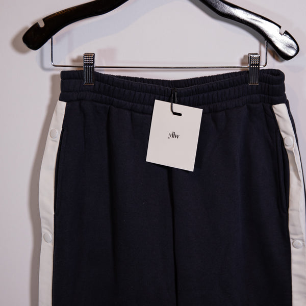 NEW Yellow The Label Tearaway Fleece Lined Snap Button Track Pants Blue White L