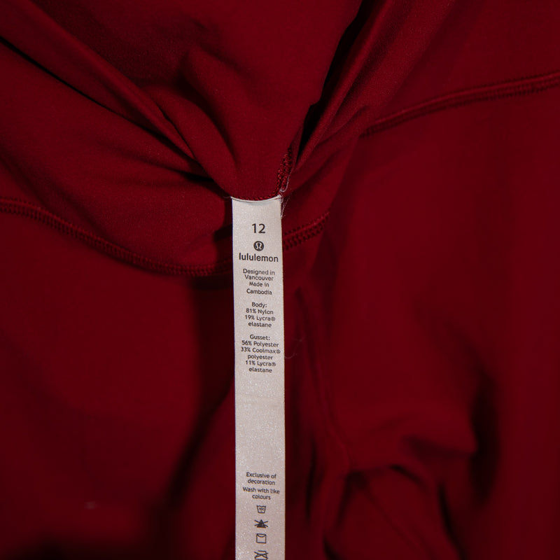 Lululemon Women's Align High Rise Athletic Work Out Crop Leggings Merlot Red 12