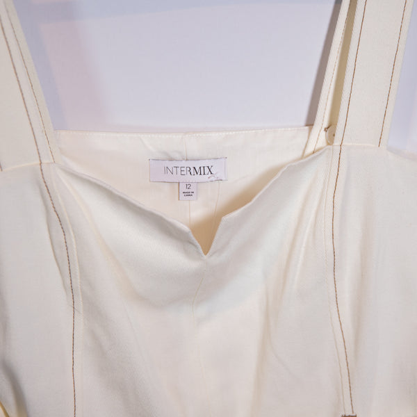 NEW Intermix Private Label Stefania Sleeveless Belted Cotton Twill Mini Romper