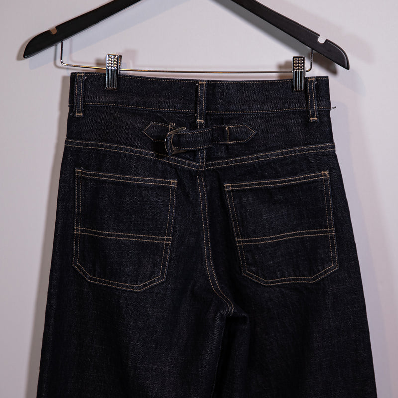 Zara Cotton Extreme Cuffed Hem Wide Leg High Waisted Denim Jeans Navy Blue 0
