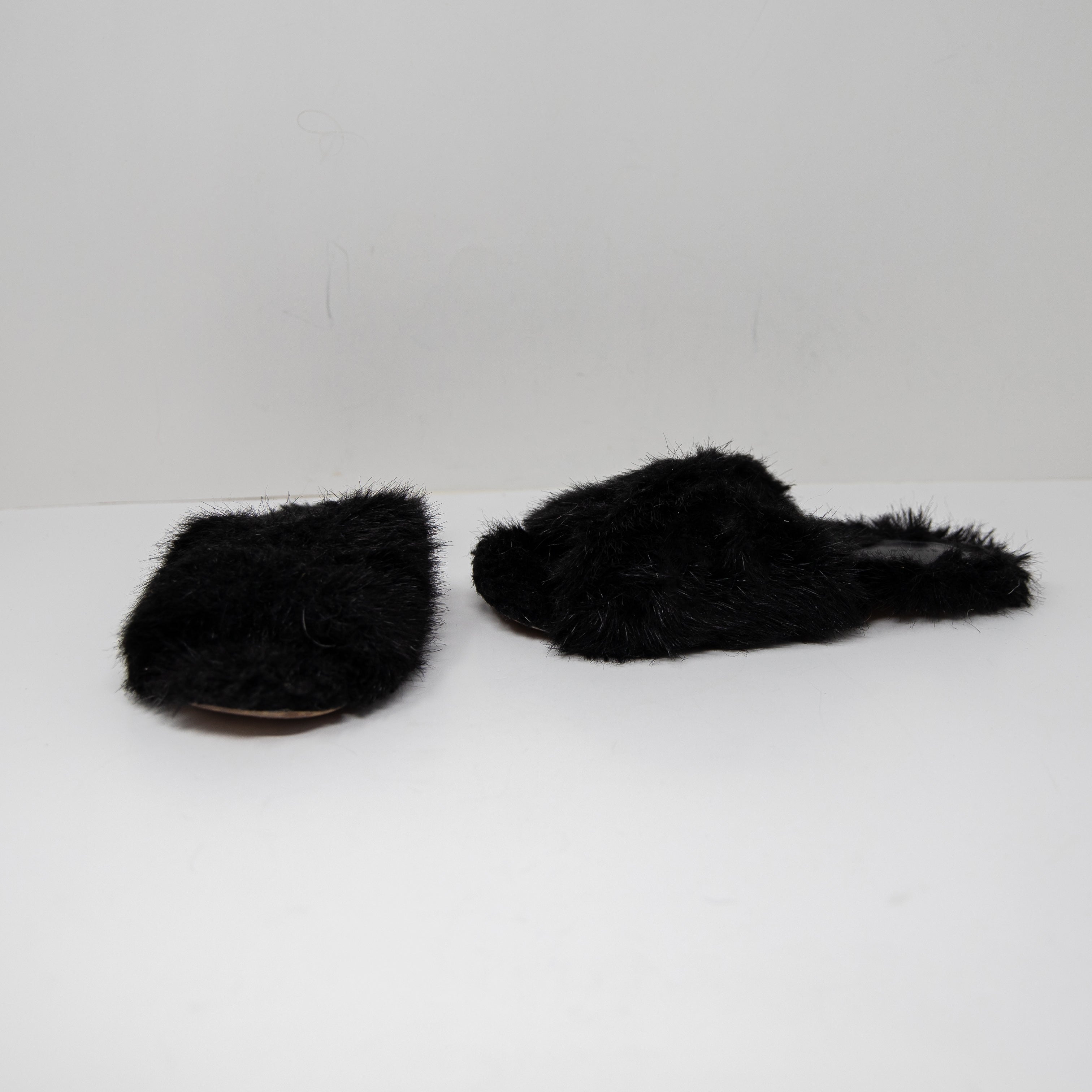 Simone Rocha Faux Vegan Fur Open Toe Crossover Slip On Slide Slippers Sandals 7
