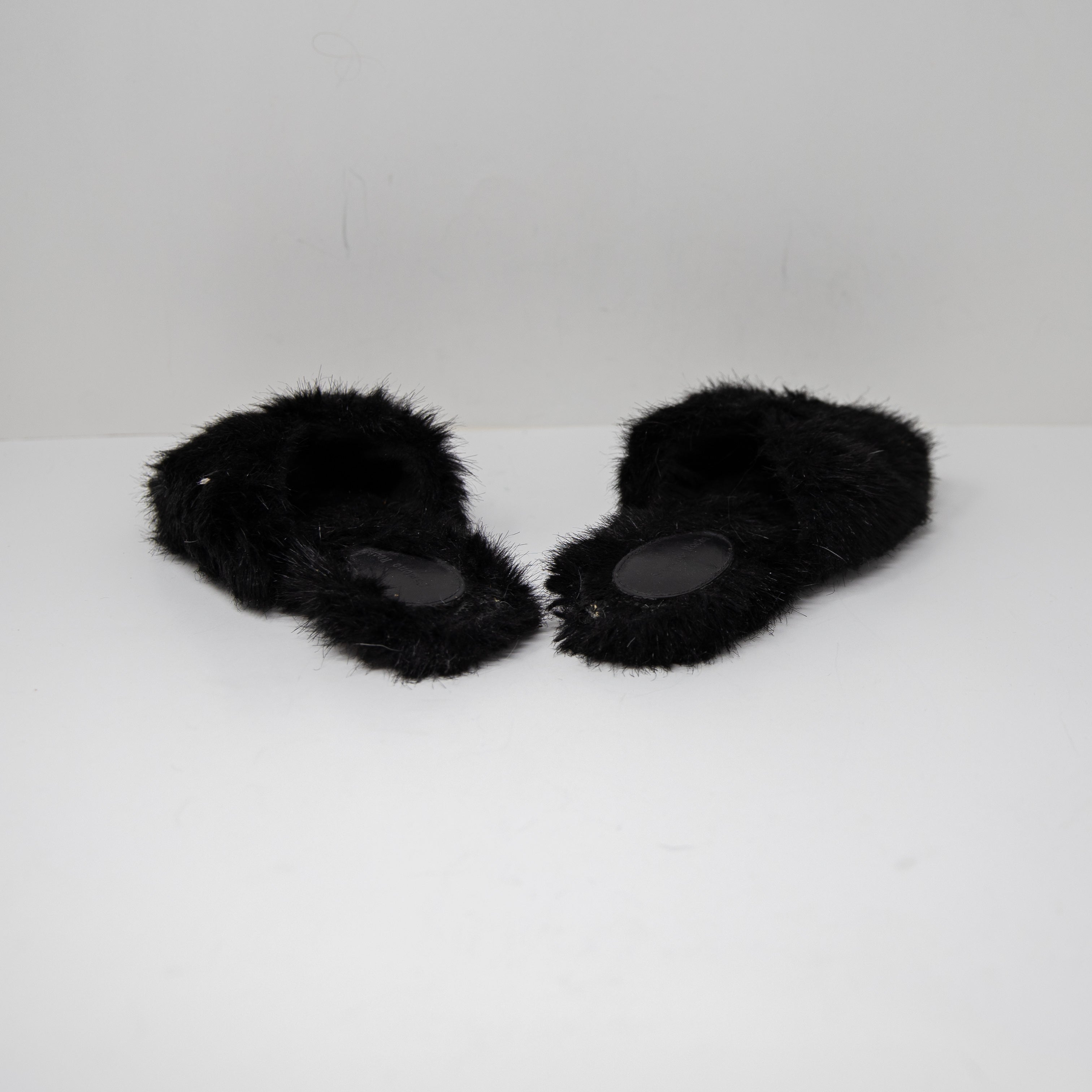 Simone Rocha Faux Vegan Fur Open Toe Crossover Slip On Slide Slippers Sandals 7