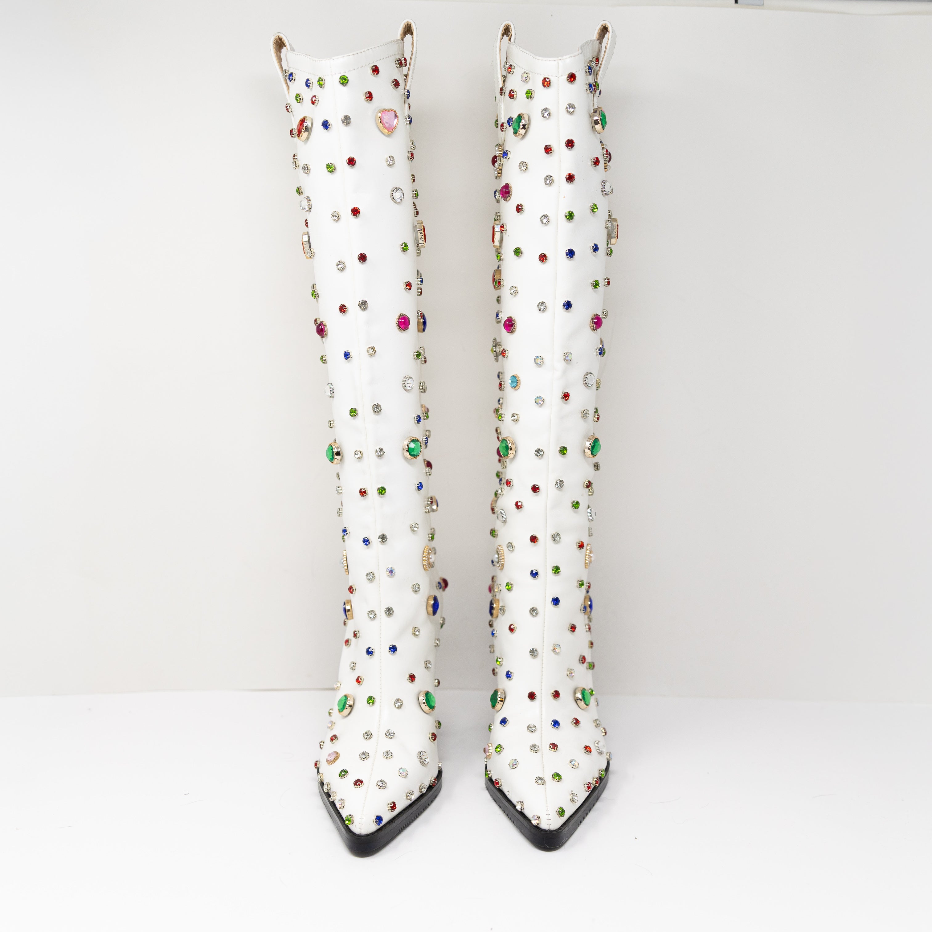 NEW Azalea Wang Fuji Sweet Treat Multi Color Rhinestone Western Boots Shoes 6