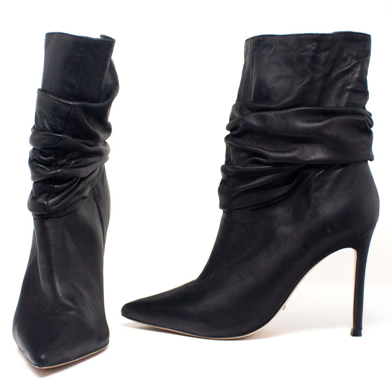 Tony Bianco Genuine Leather Ruched Ankle High Heel Booties Boots