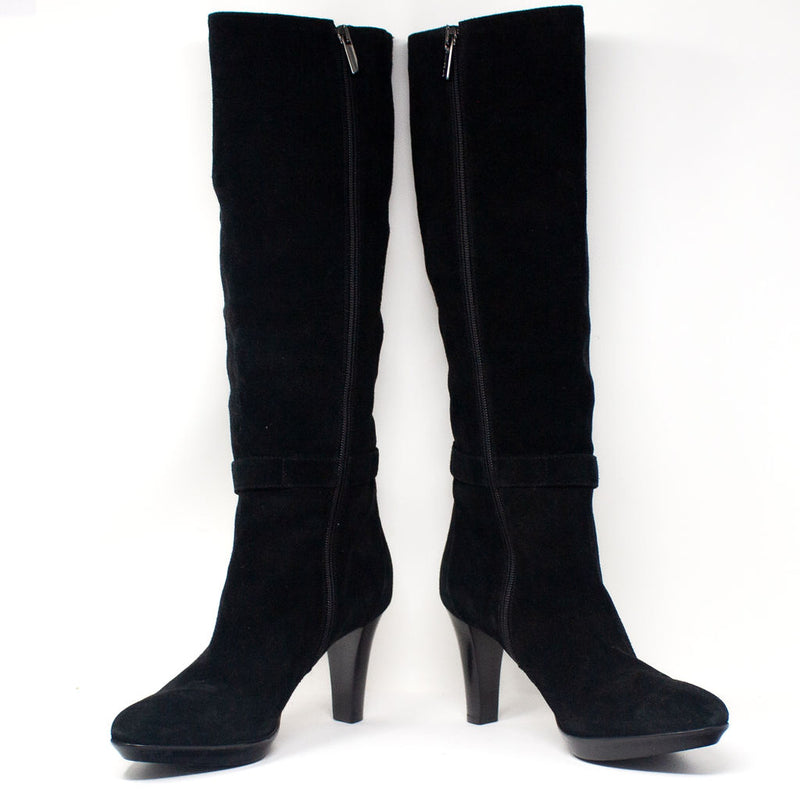 Aquatalia Women's Ramar Genuine Suede High Heel Buckle Knee-High Boots Shoes 10