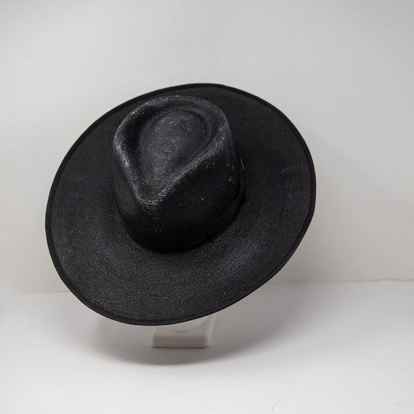 Brixton Joanna Rancher Wide Brim Palm Woven Ribbon Trim Sun Hat Black XS
