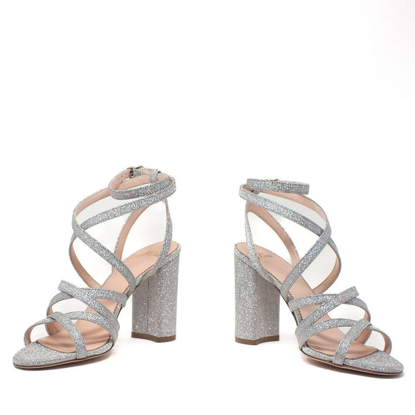 NEW J. Crew Stella Silver Glitter Sparkle Embellished Strappy Sandals High Heels