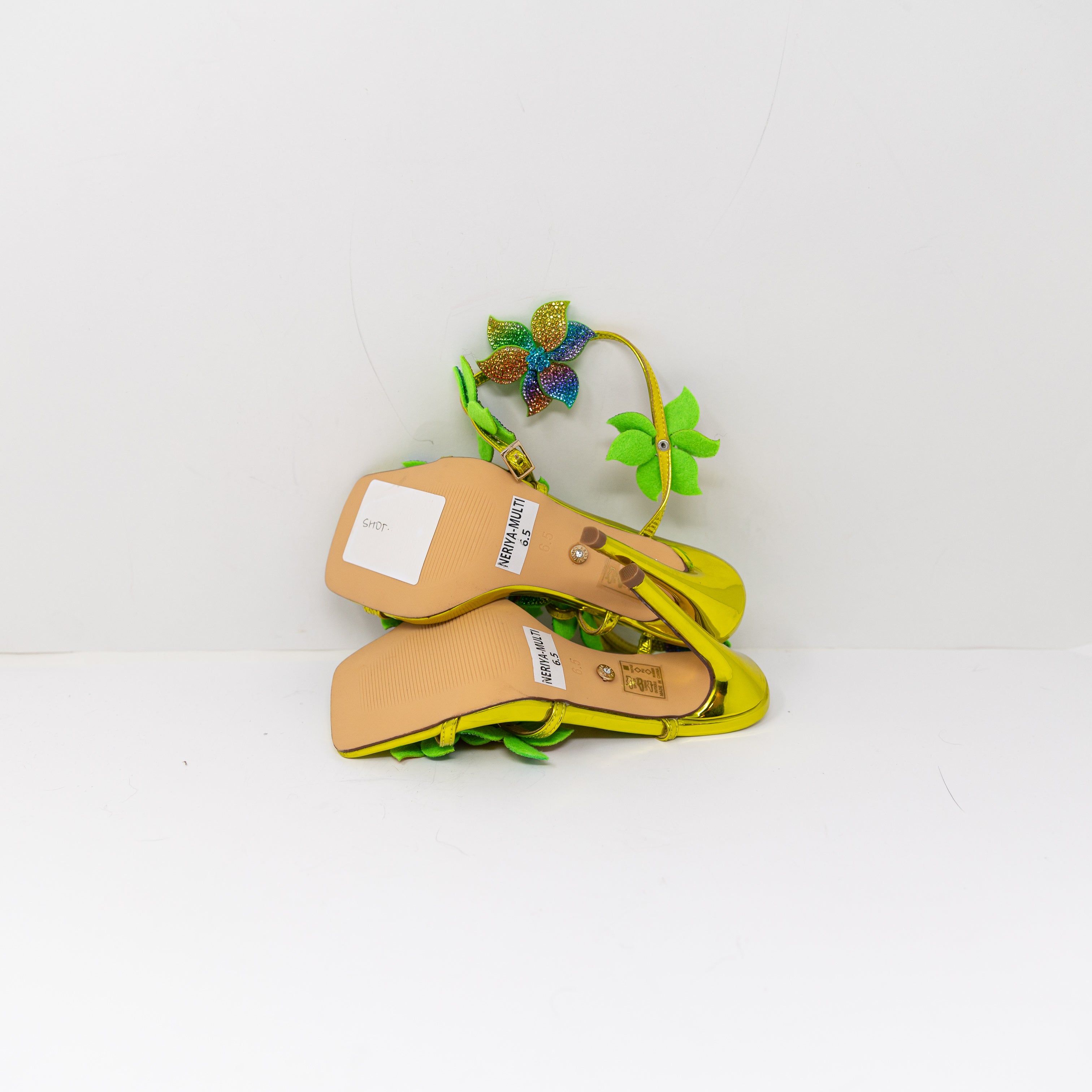NEW Azalea Wang Neriya Multi Rhinestone Jewel Flower Stiletto High Heels Sandal