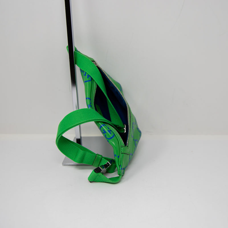 Gucci Calfskin GG Tennis Bi-Color Embossed Belt Fanny Pack Bag Joy Green Blue