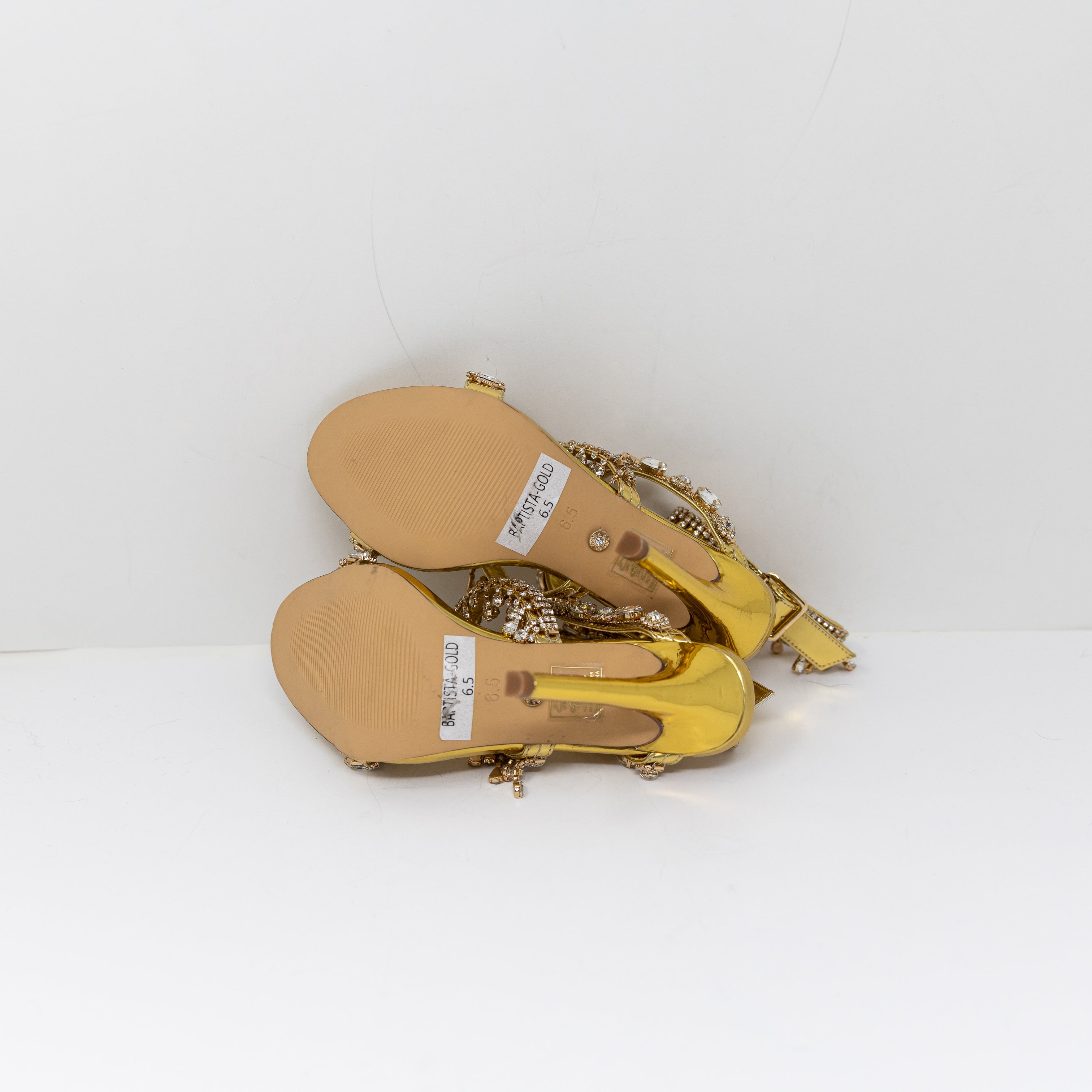 NEW Azalea Wang Jonquil Gold Embellished Crystal Rhinestone Diamond High Heels