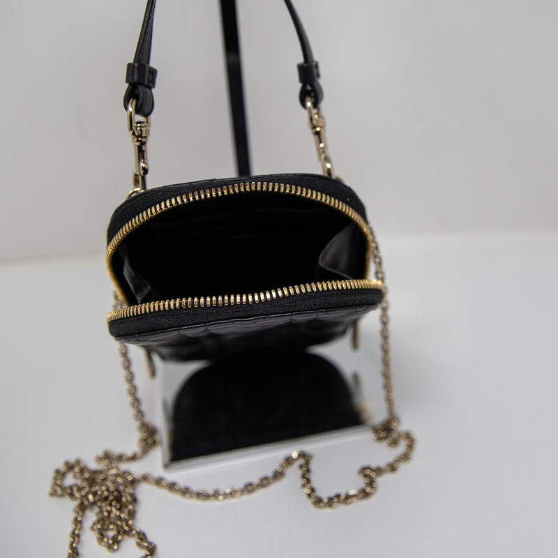 Christian Dior Lady Call'in Phone Holder Crossbody Shoulder Leather Purse Bag