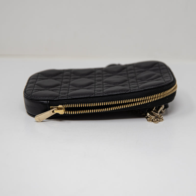 Christian Dior Lady Call'in Phone Holder Crossbody Shoulder Leather Purse Bag