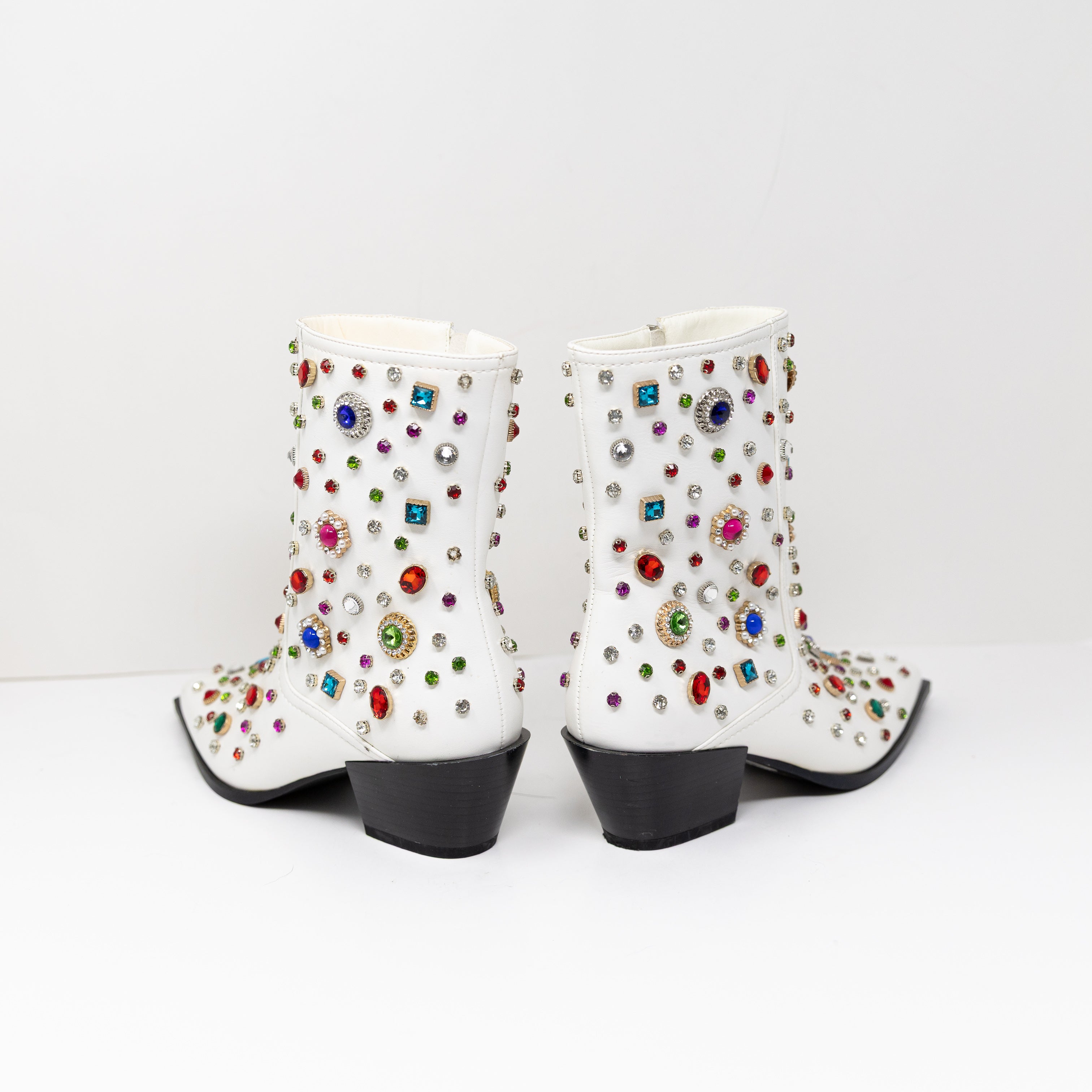 NEW Azalea Wang Sprinkle Multi Color Rhinestone Jewel Embellished Booties Shoes