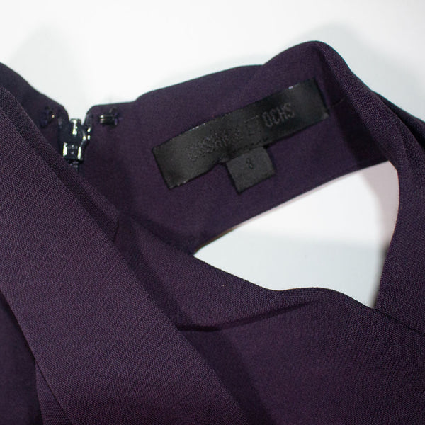 Cushnie Et Ochs Halter Neck Sleeveless Bodycon Crepe Midi Dress Solid Purple 8