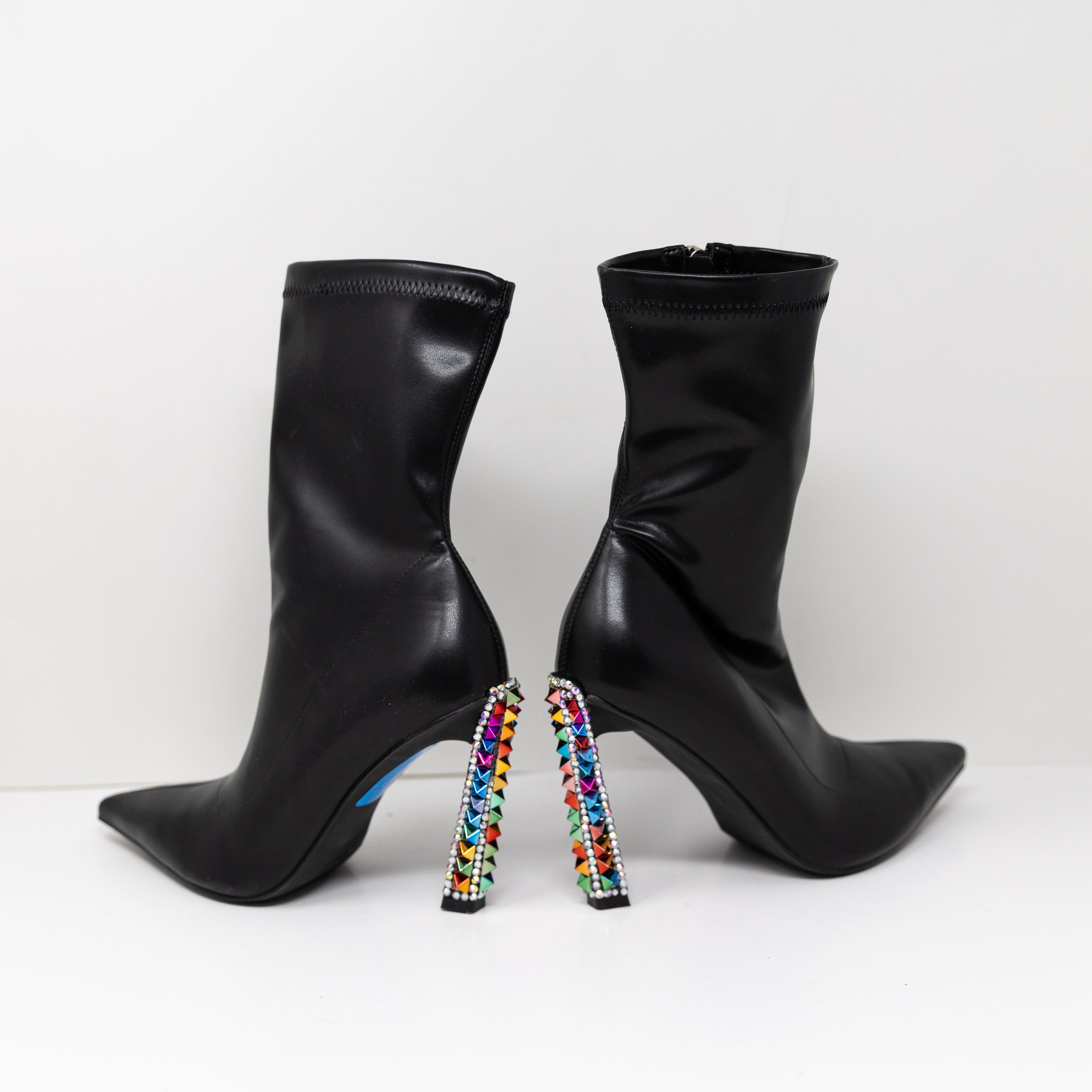 Azalea Wang Gryffon Black Multi Studded Rhinestone Embellished Stiletto Booties