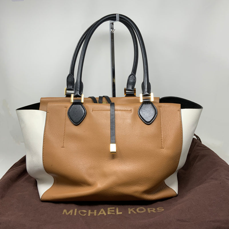 Michael Kors Collection Miranda Genuine Leather Top Handle Satchel Purse Bag