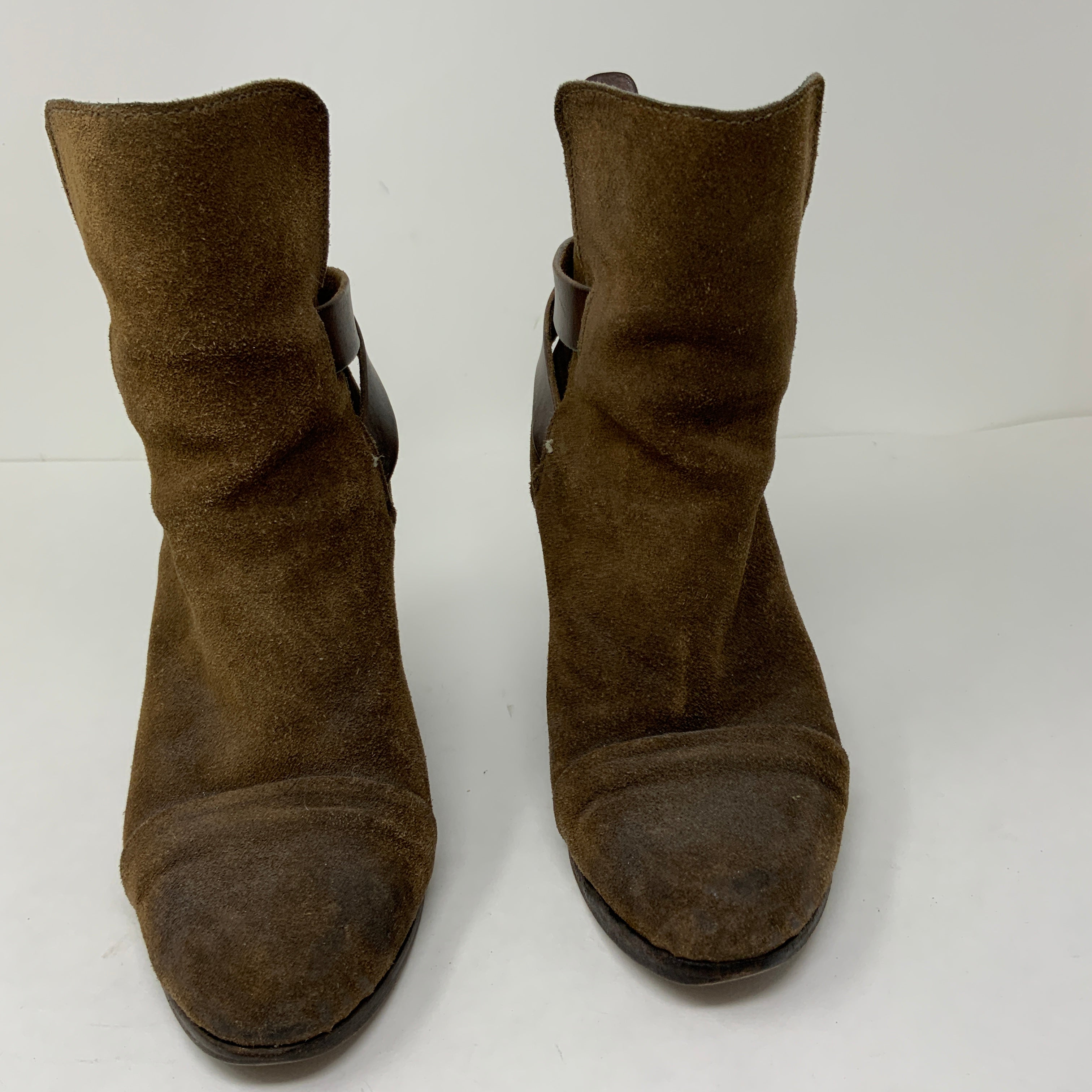 Rag & Bone Kinsey Genuine Suede Leather Stacked Wood Heel Ankle Booties Shoes 6