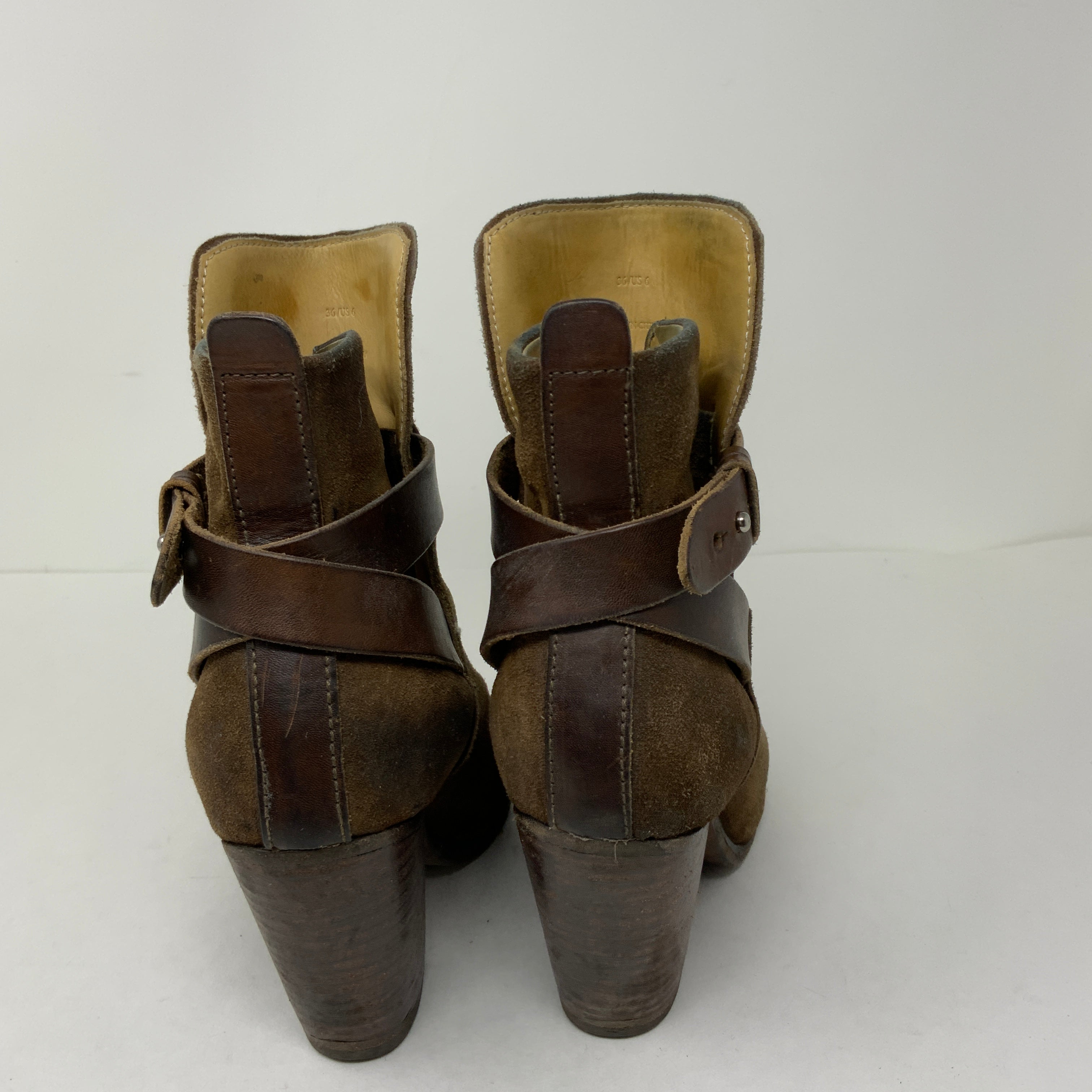 Rag & Bone Kinsey Genuine Suede Leather Stacked Wood Heel Ankle Booties Shoes 6