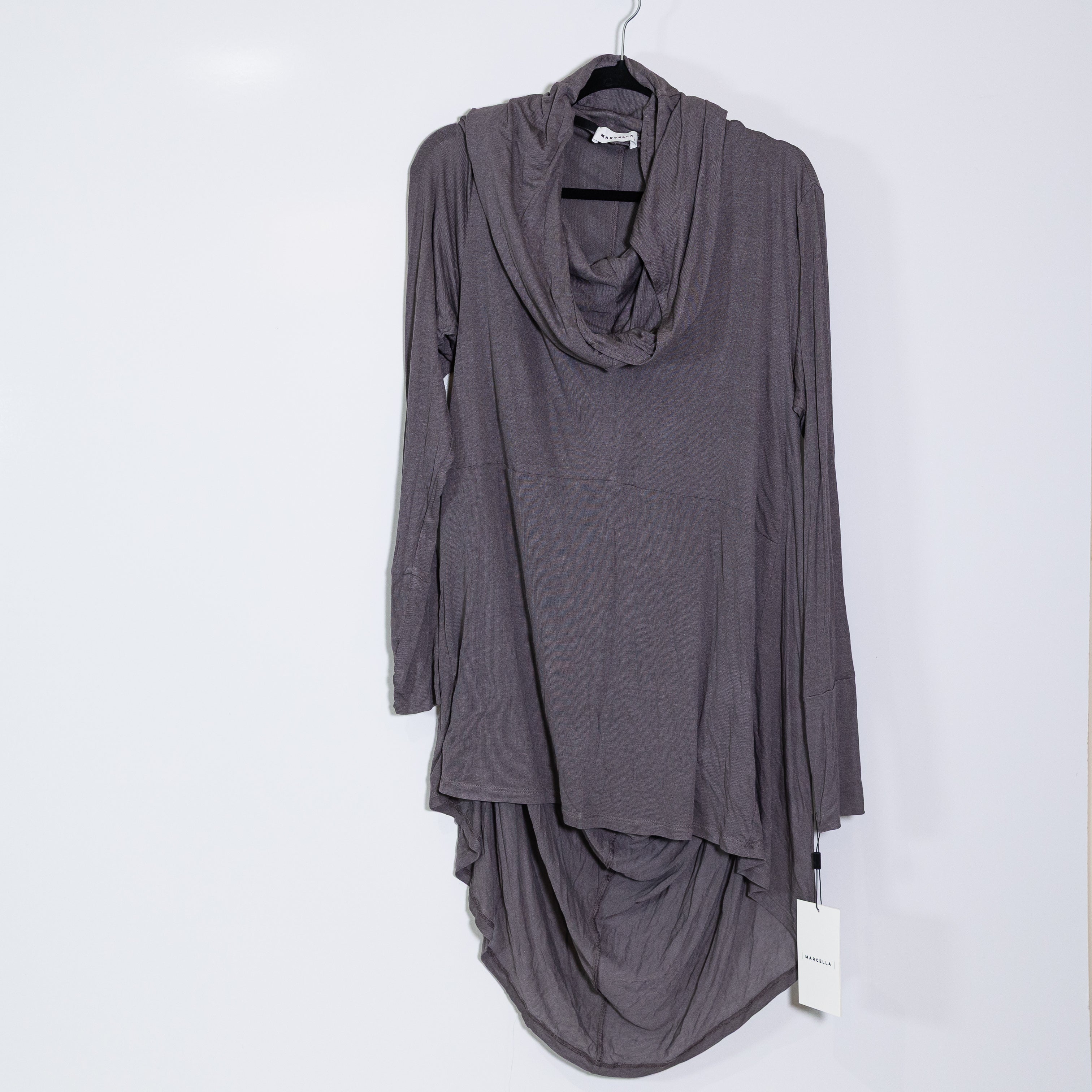 NEW Marcello Oslo Sheer European Jersey Hooded Knit Tunic Sweater Anthracite L