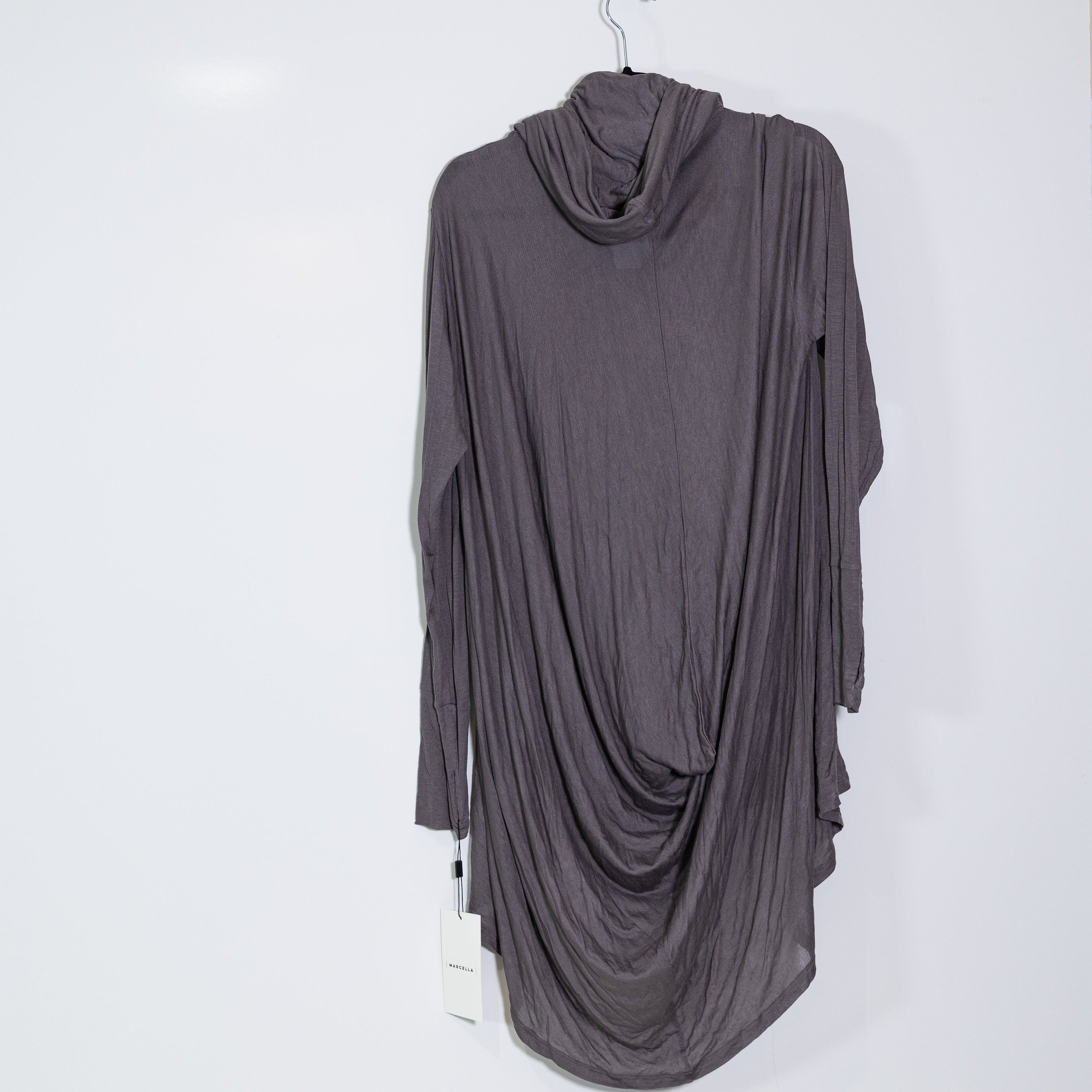 NEW Marcello Oslo Sheer European Jersey Hooded Knit Tunic Sweater Anthracite L