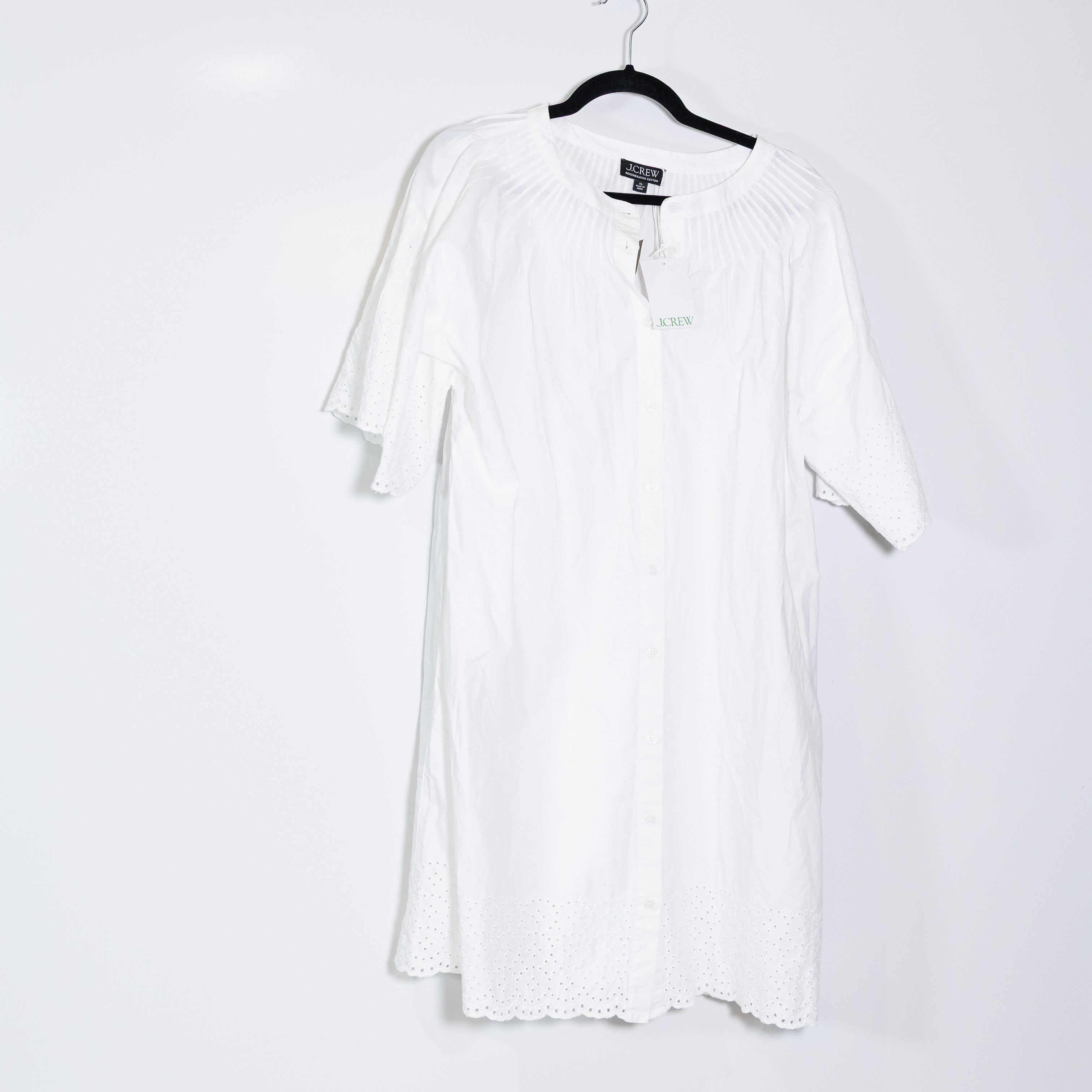 NEW J. Crew Jolie Dress In Eyelet Regenerative Cotton Poplin Pullover Maxi White