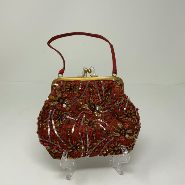 Santi Beaded Sequin Jewel Embellished Kiss Lock Mini Cocktail Party Purse Bag