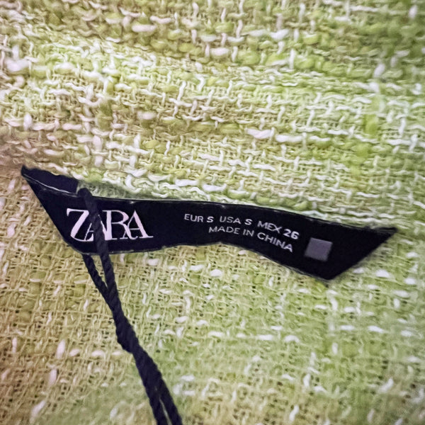 Zara Cotton Blend Texture Knit Drop Waist Sleeveless Collared Button Front Dress