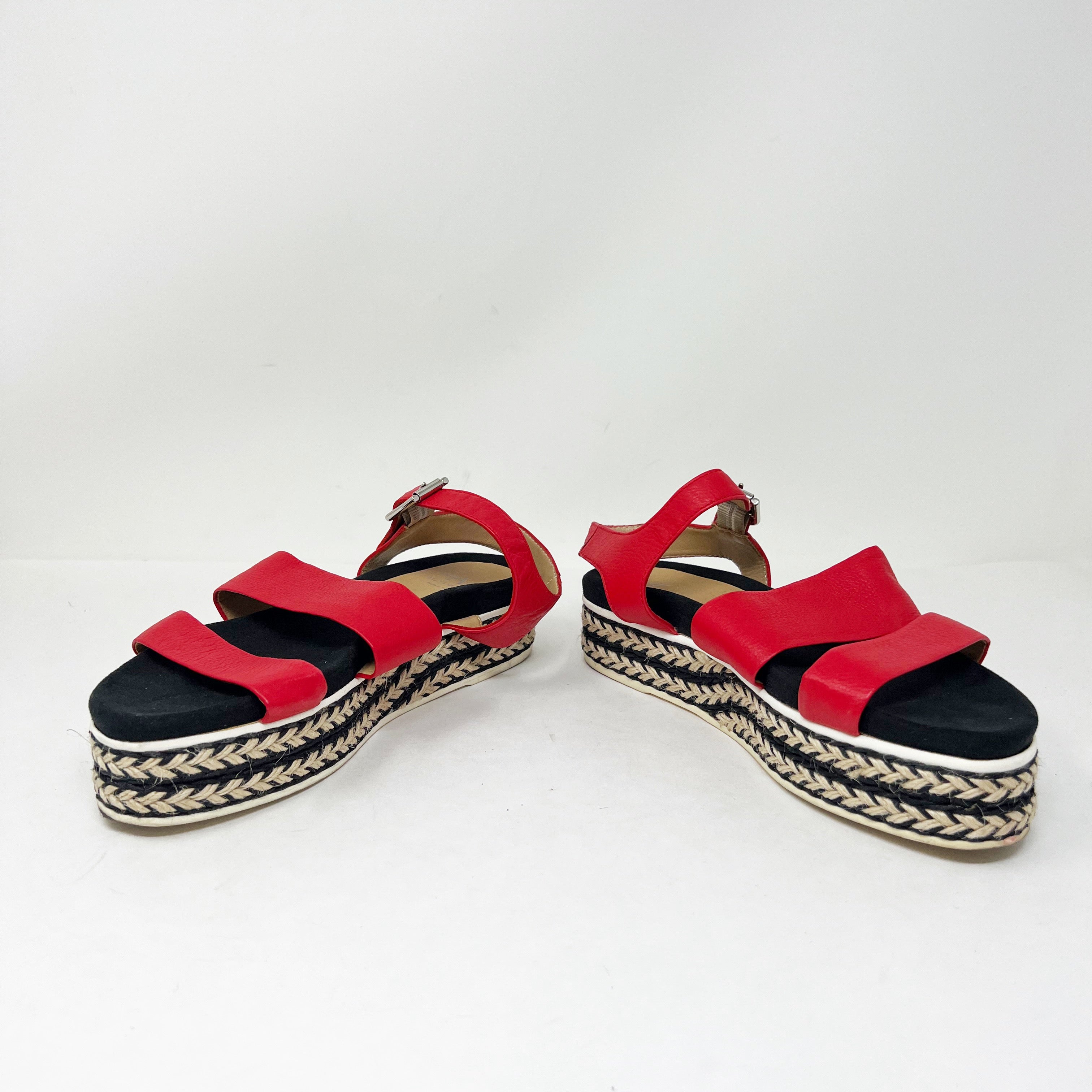 Aquatalia Made In Italy Genuine Leather Strappy Woven Platform Sandals Shoes 7