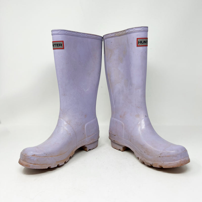 Hunter Originals Girl's Lavender Purple Waterproof Knee High Rain Boots Shoes 4