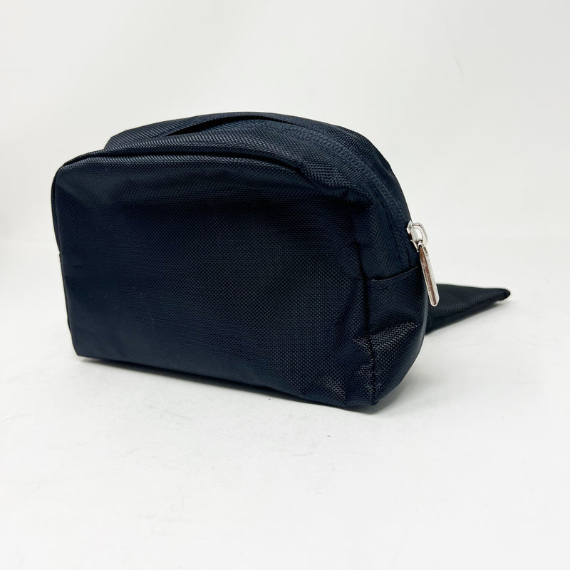 Tumi Navy Blue Nylon Faux Vegan Mini Top Zip Cosmetic Travel Pouch Bag Eye Mask