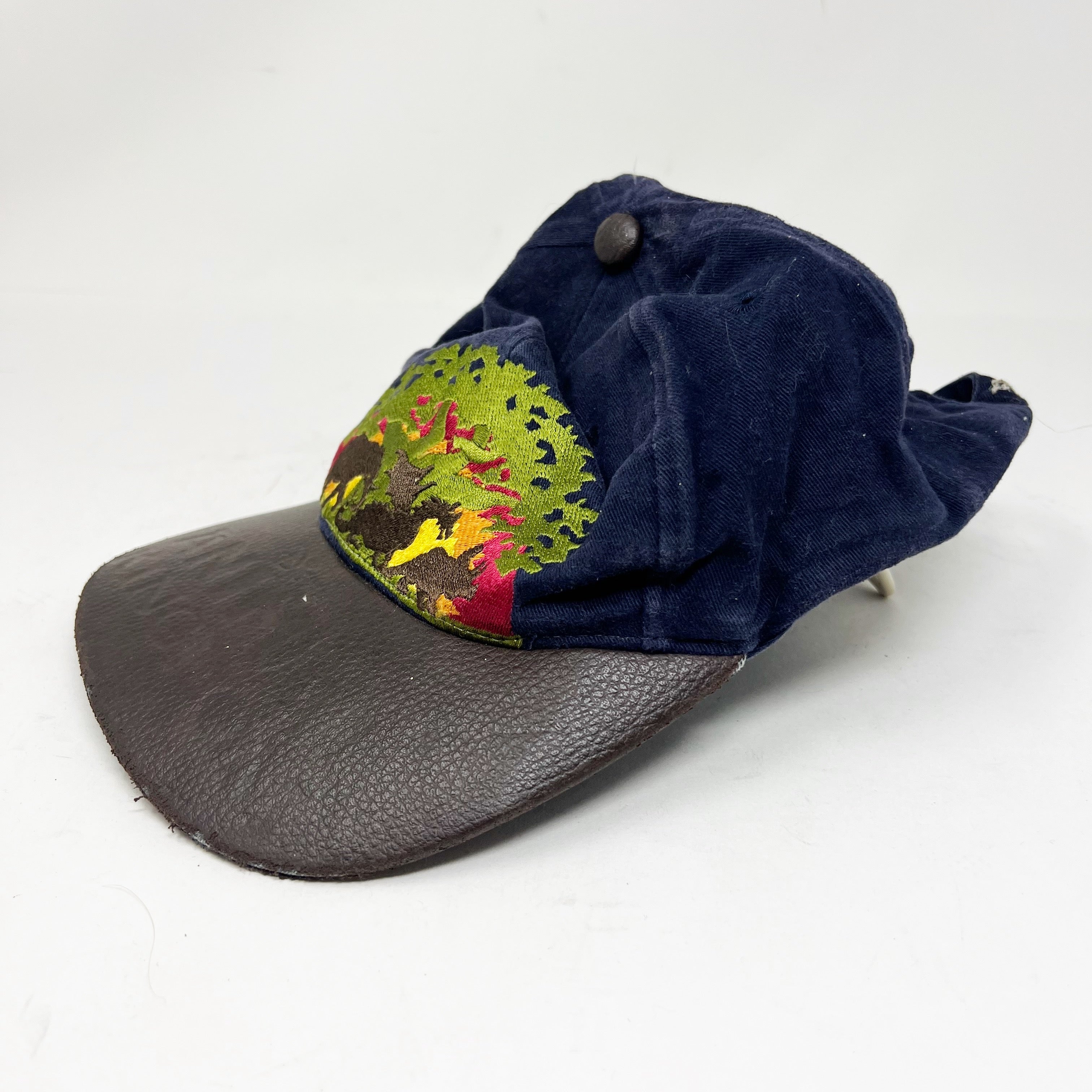 Walt Disney World Animal Kingdom Vintage Logo Embroidered Leather Fabric Hat OS