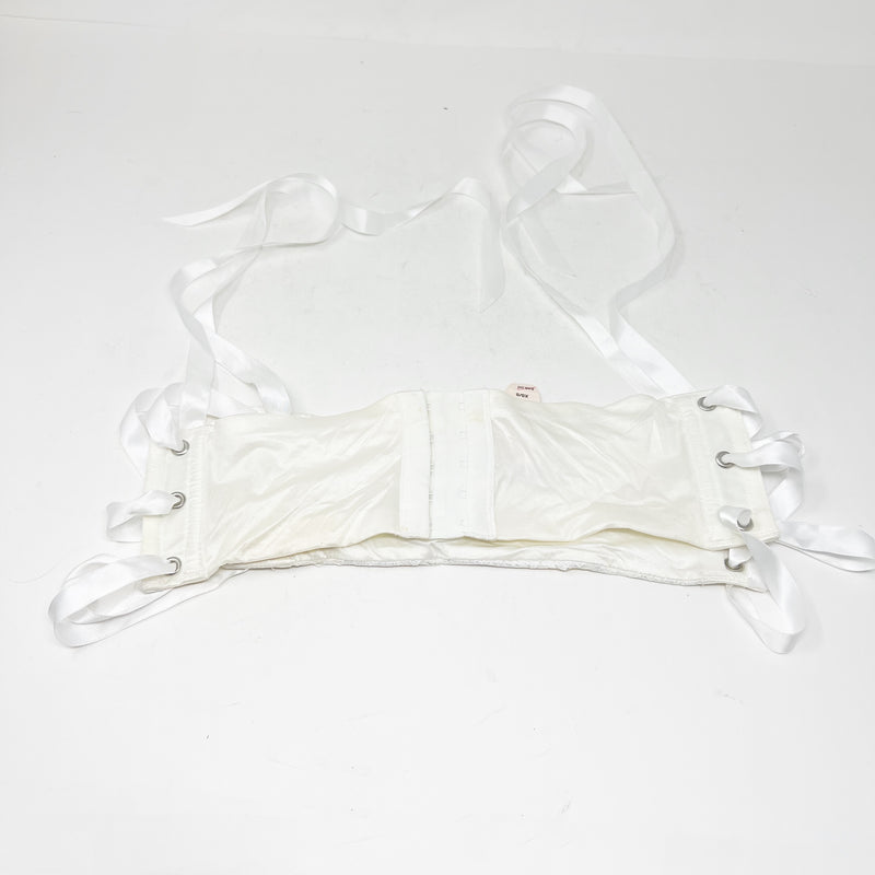 NEW Victoria's Secret Women's Satin Lace Crystal Garter Belt Lingerie White XS/S