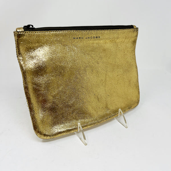 Marc Jacobs x Target Collectible Gold Metallic Top Zip Clutch Purse Bag