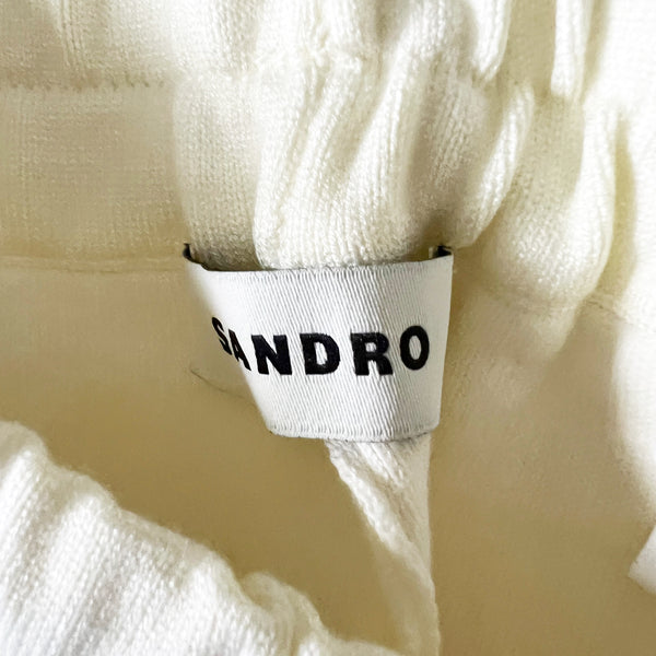 Sandro Bristol SFPPA00943 Cotton Blend Stretch Knit Ankle Crop Jogger Pant Ecru