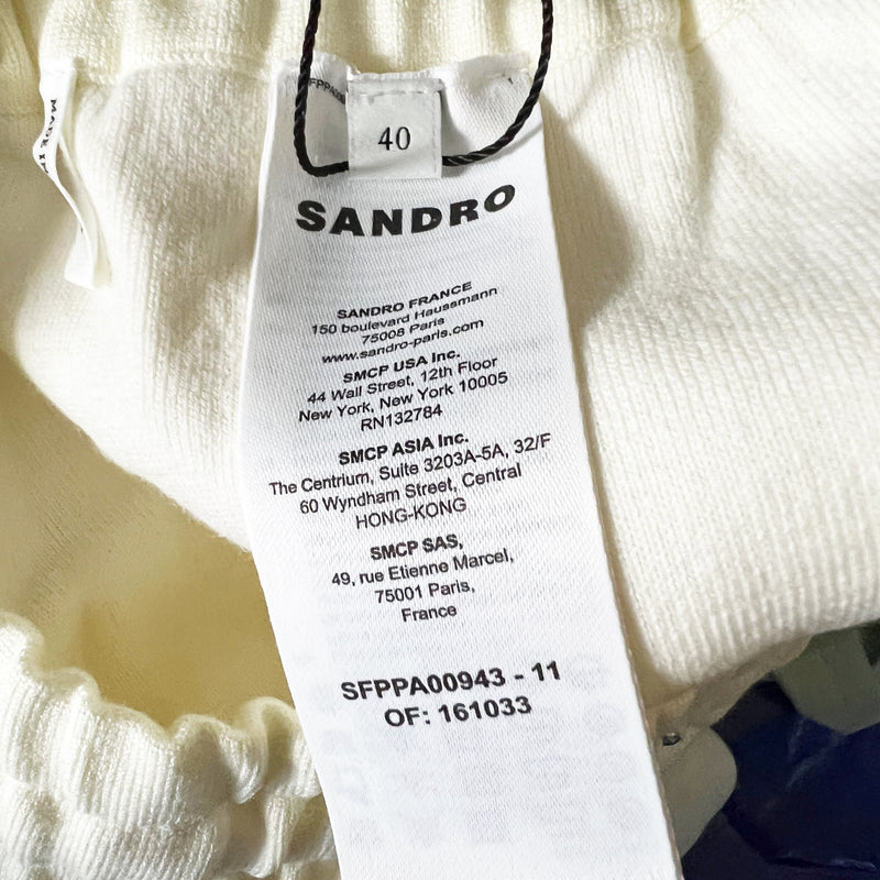Sandro Bristol SFPPA00943 Cotton Blend Stretch Knit Ankle Crop Jogger Pant Ecru