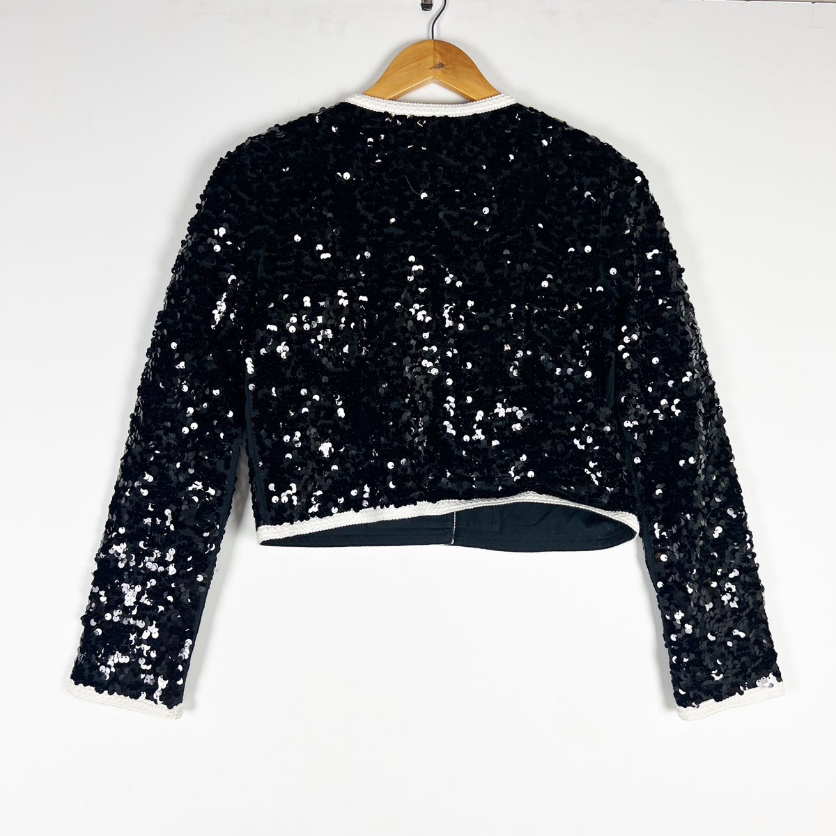 J. Crew Mariner Jersey Lady Sequin Sparkle Embellished Jacket Cardigan Black XS