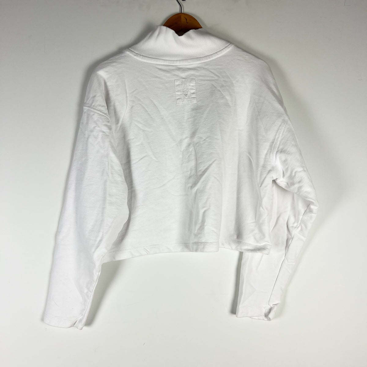 Free People x FP Movement Cotton Terry V Neck Long Sleeve Pullover Sweater White