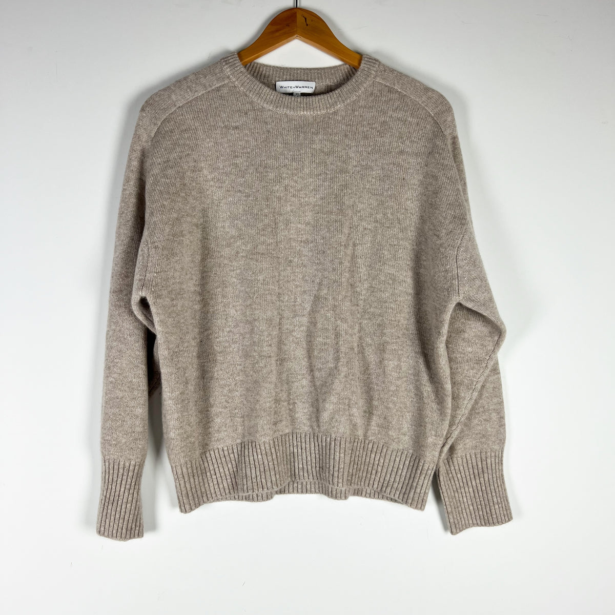 NEW White + Warren Cashmere Saddle Sleeve Crewneck Pullover Sweater Sandwisp XS