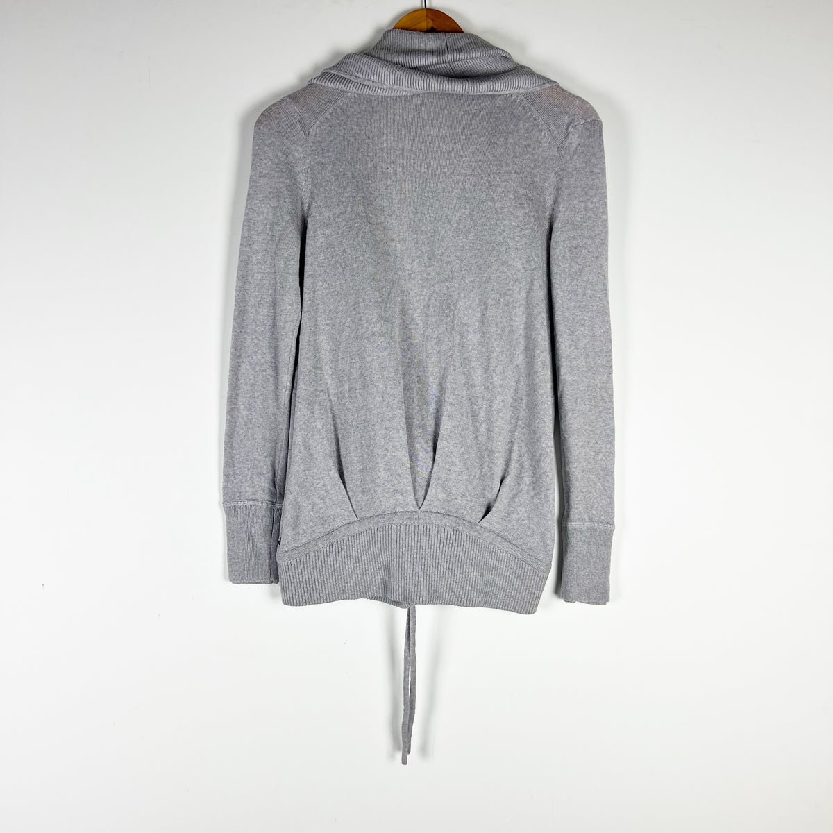 Lululemon Done Your Asana Pullover Faux Wrap Wool Cardigan Sweater Light Grey 4