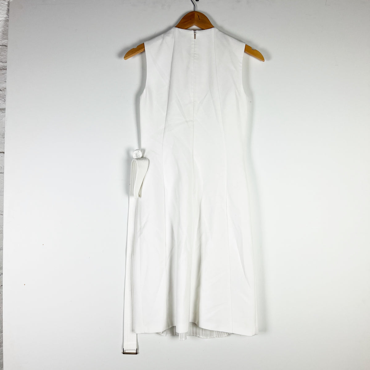 Hugo Boss Women's Dakila Ponte Chiffon Belted Knee Length Sheath Dress White 0