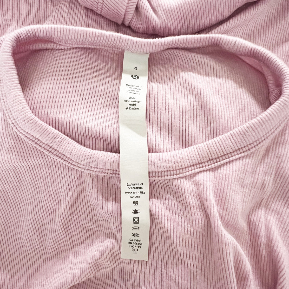 Lululemon Women's Hold Tight Long Sleeve Ribbed Tee Shirt Pink Peony 4