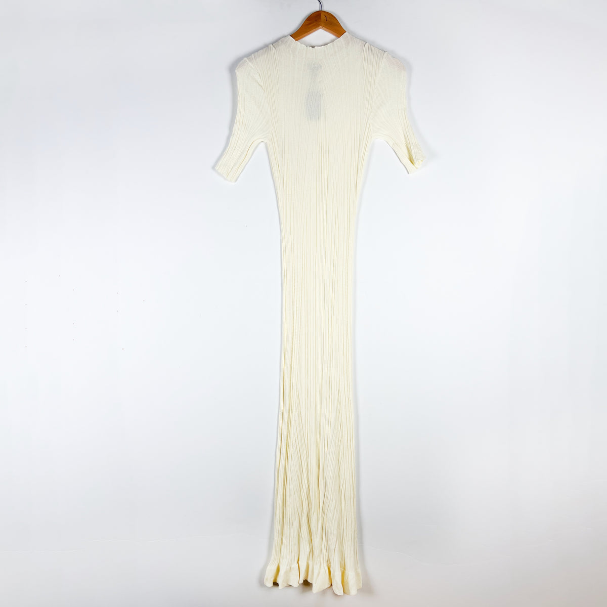 NEW Maje Rooly Ribbed Knit Stretch Sweater Bodycon Midi Dress Ecru 38