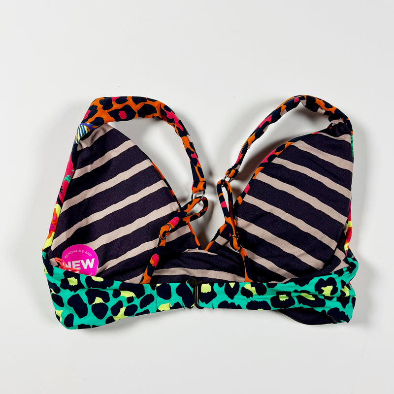 NEW Maaji Pura Wild Rocket Fixed Animal Floral Print Triangle Bikini Swim Top S