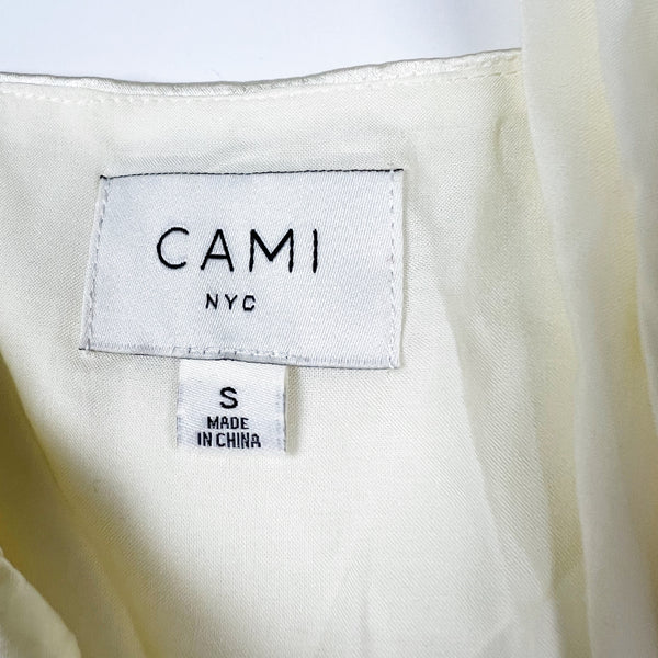 Cami NYC Dariah Silk Satin Crystal Jewel Bow Pearl Strap Tank Top Blouse Vanilla