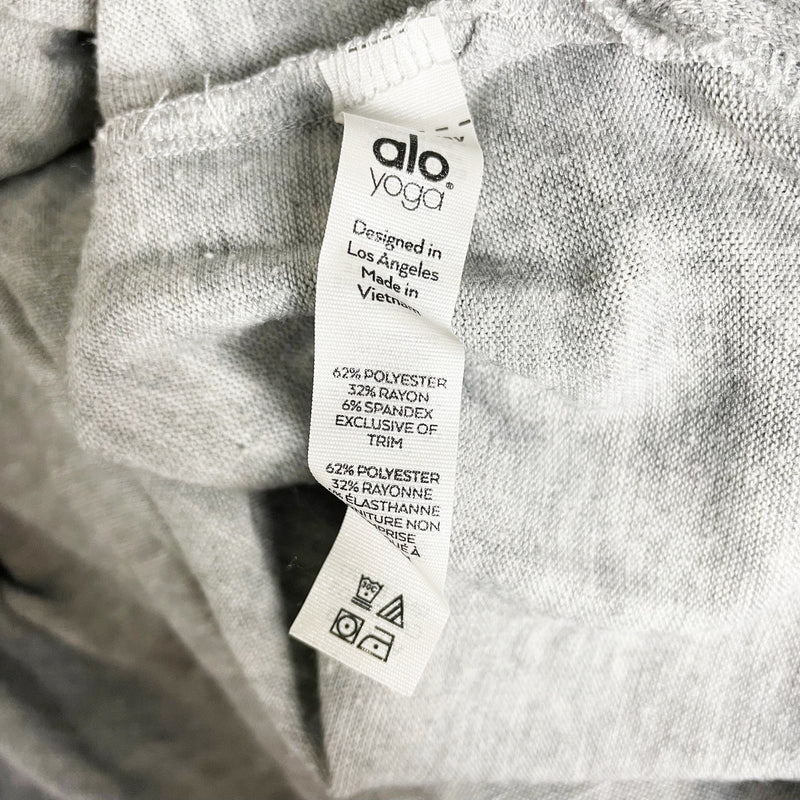 Alo Yoga Glimpse Extreme Split Hem Crew Neck Pullover Sweatshirt Sweater Gray S